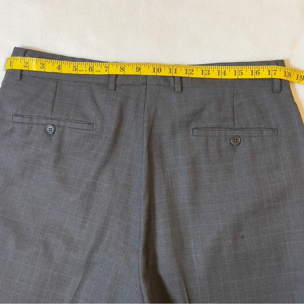 Pronto Uomo Signature Italian Wool Suit Gray Blue Plaid Tollegno 1900 Super 120s